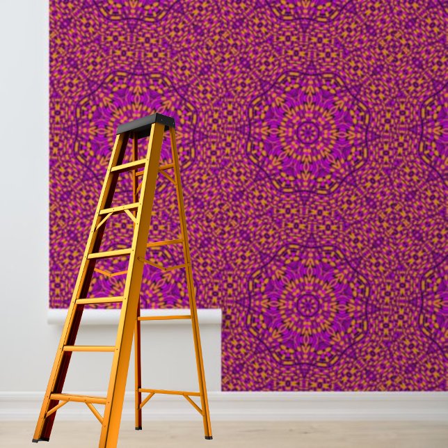 Peel and stick pink black orange mandala circles wallpaper (Creator Uploaded)