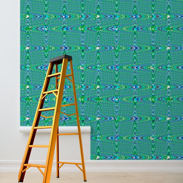 Peel and Stick Wallpaper Blue Green Zig-zag (Peel and Stick Wallpaper Blue Green Zig-zag Wallpaper)
