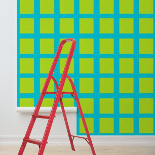 Peel and Stick Wallpaper Blue Lime Green Squares 