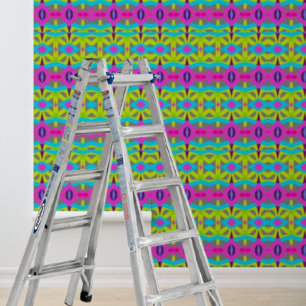 Peel and stick wallpaper bold pink blue yellow