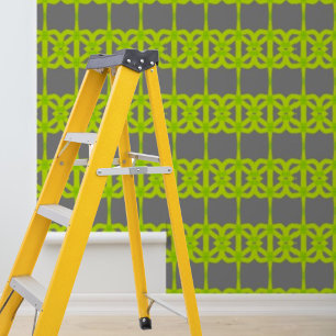 Peel and stick wallpaper grey lime green pattern