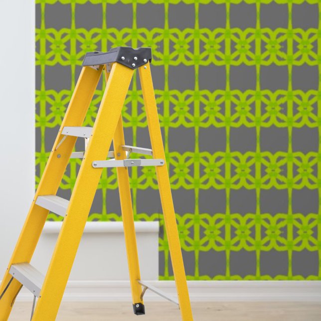 Peel and stick wallpaper grey lime green pattern (Creator Uploaded)