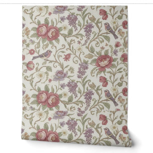 Peel and Stick Wallpaper – Vintage Floral Birds