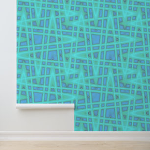 Peel Stick Blue Green Zigzag Geometric Pattern Wallpaper