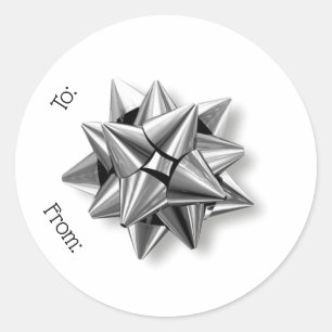 Peel & Stick Silver Bow Christmas Gift Tag