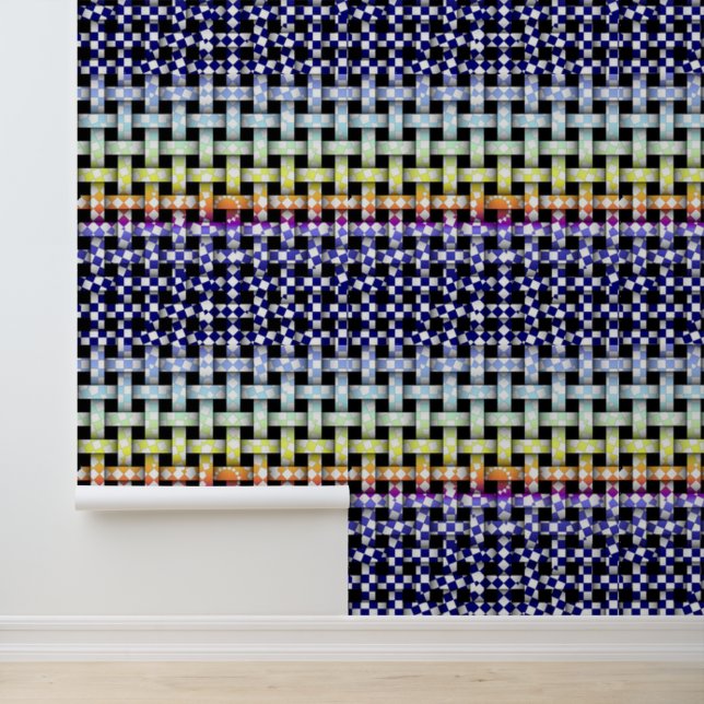  Peel Stick Yellow Orange Purple Blue Woven  Wallpaper (Application)