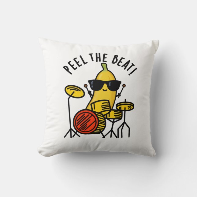 Peel The Beat Funny Banana Drummer Pun Cushion (Front)