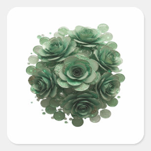 Peelable Green GREEN ROSES Sticker Print