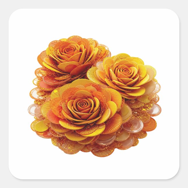 Peelable Orange ORANGE ROSES AND COINS Sticker (Front)