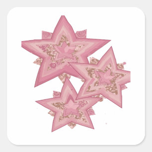 Peelable Pink PINK STARRY NIGHT Vinyl Style Square Sticker