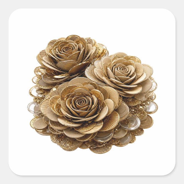 Peelable Silver GOLDEN ROSES Gift Sticker (Front)