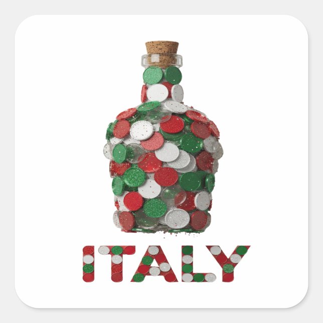 Peelable Silver ITALY Square Sticker (Front)