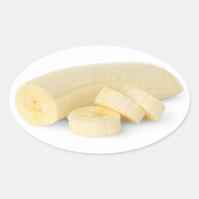 Peeled and cut banana oval sticker (Front)