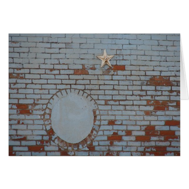 Peeling Blue Paint on Brick Wall (Front Horizontal)