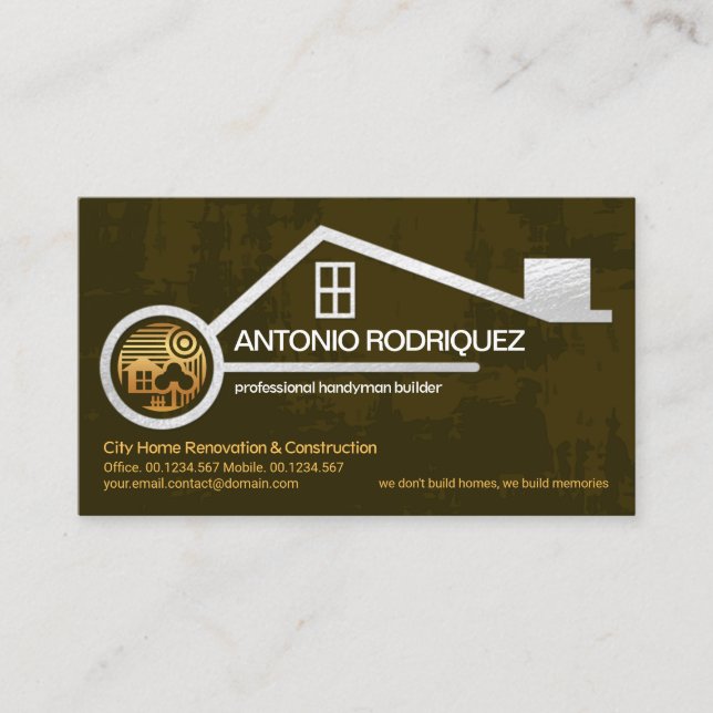 Peeling Brown Wall Paint Faux Silver Home Handyman Business Card (Front)
