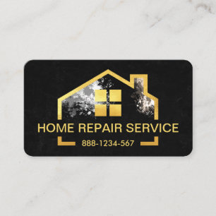 Peeling Paint Gold Home On Black Grunge Business Card