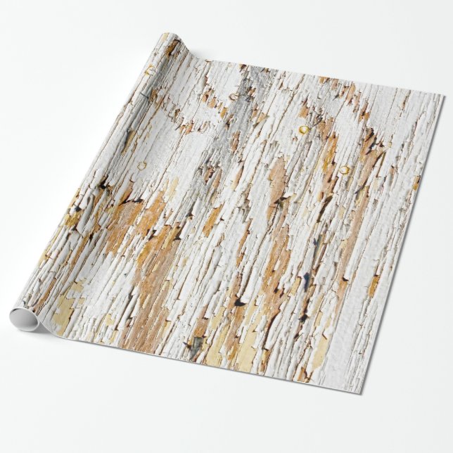 Peeling Paint on Aged Wood Abstract Photography Wrapping Paper (Unrolled)