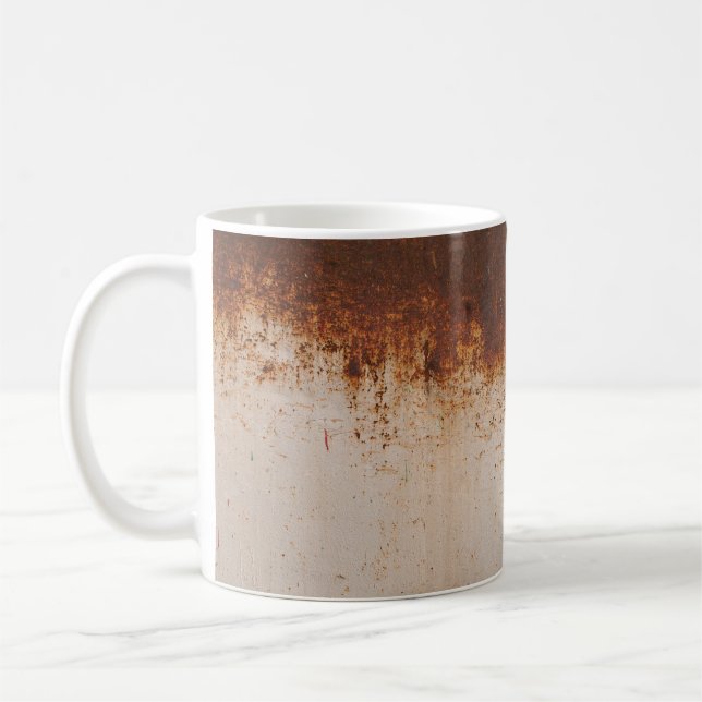 Peeling paint, rusty wall texture. coffee mug (Left)