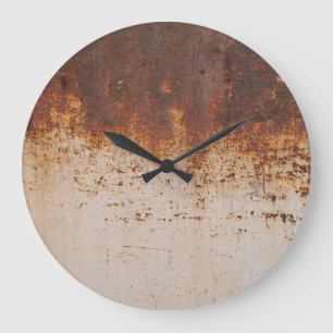 Peeling paint, rusty wall texture. large clock