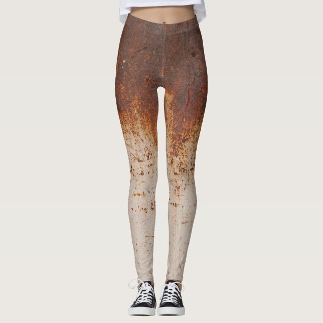 Peeling paint, rusty wall texture. leggings (Front)