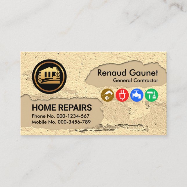 Peeling Plaster Paint Handyman Business Card (Front)