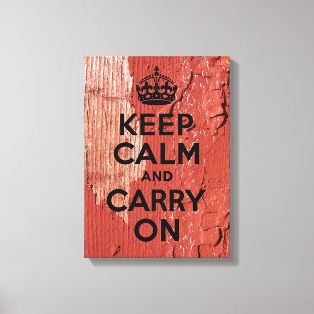 Peeling Red Barn Paint Keep Calm Canvas Print (Front)