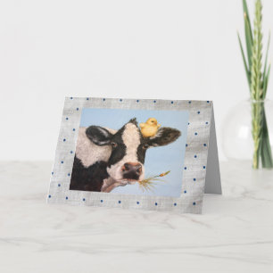 Peep and cow on dots card