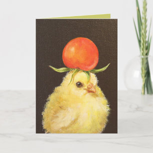 Peep with cherry tomato hat card