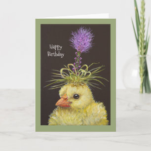 Peep with liatris birthday card