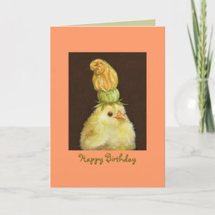 peep with squash blossom hat card