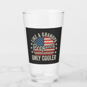 Peepaw Like a Grandpa Only Cooler USA Flag DK Glass