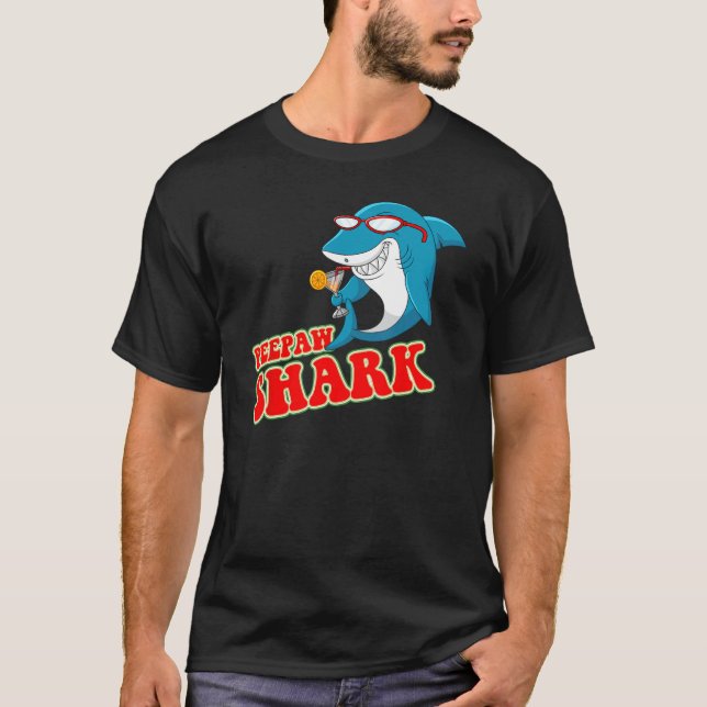 Peepaw Shark Wearing Cool Sunglasses Wine Lovers T-Shirt (Front)