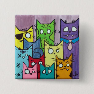 Peepers Cat Family 15 Cm Square Badge