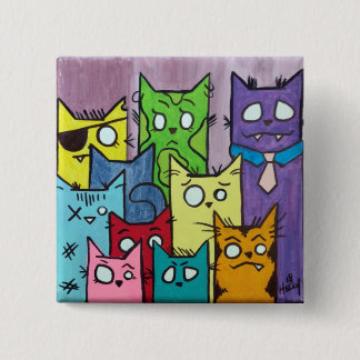 Peepers Cat Family 15 Cm Square Badge
