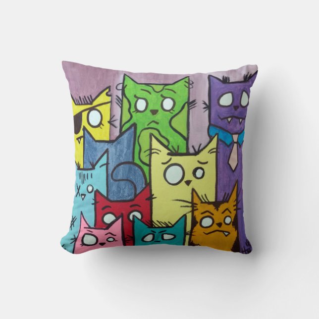 Peepers Cat Family Cushion (Front)