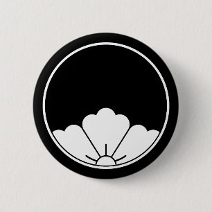 Peephole-view rhombic chinese flower in threadlike 6 cm round badge