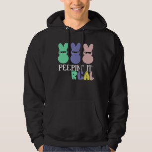 Peepin It Real Cute Rabbit Face Trio With Glasses Hoodie