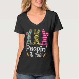 Peepin' It Real Cute Rabbit Graphic T-Shirt