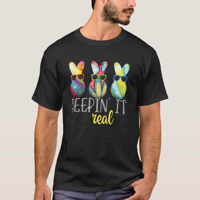 Peepin It Real Happy Easter Bunny Egg Hunt  Kid Hi T-Shirt (Front)