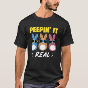 Peepin It Real Leopard Happy Easter Bunny Egg Hunt T-Shirt