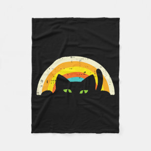 Peeping Black Cat Rainbow Vintage Halloween Men Fleece Blanket