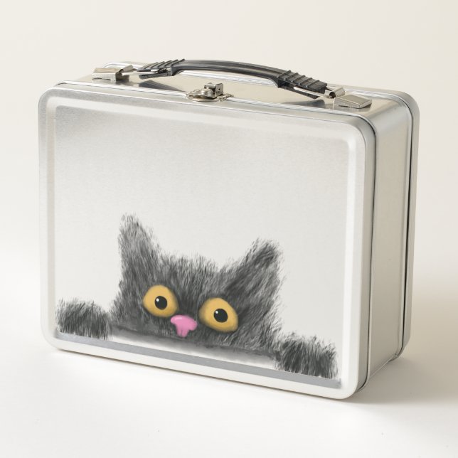 Peeping Cat  Metal Lunch Box (Front)