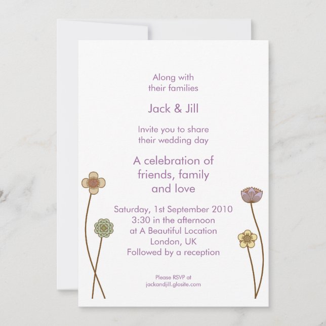 Peeping flowers (white) 5x7 invitation (Front)