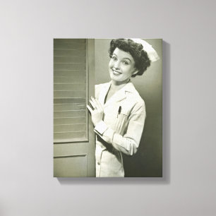 Peeping Nurse Canvas Print