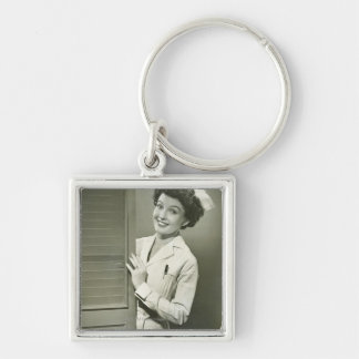 Peeping Nurse Key Ring
