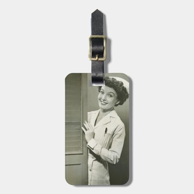 Peeping Nurse Luggage Tag (Front Vertical)