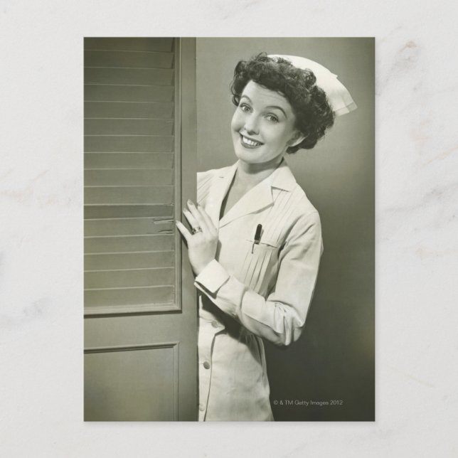 Peeping Nurse Postcard (Front)