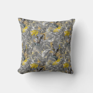 Peeping sparkling Owl eyes & Grey - yellow leaves Cushion