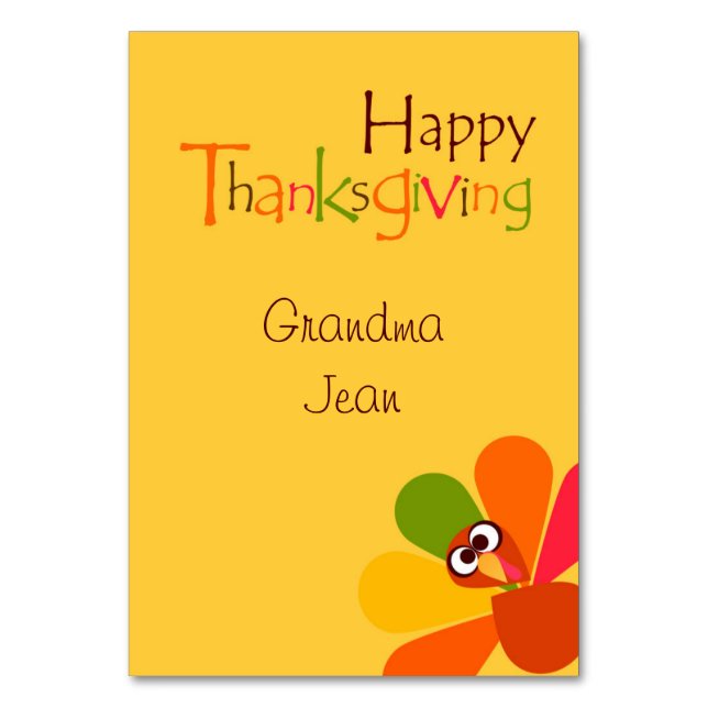 Peeping Turkey Thanksgiving Menu Place Cards (Front)