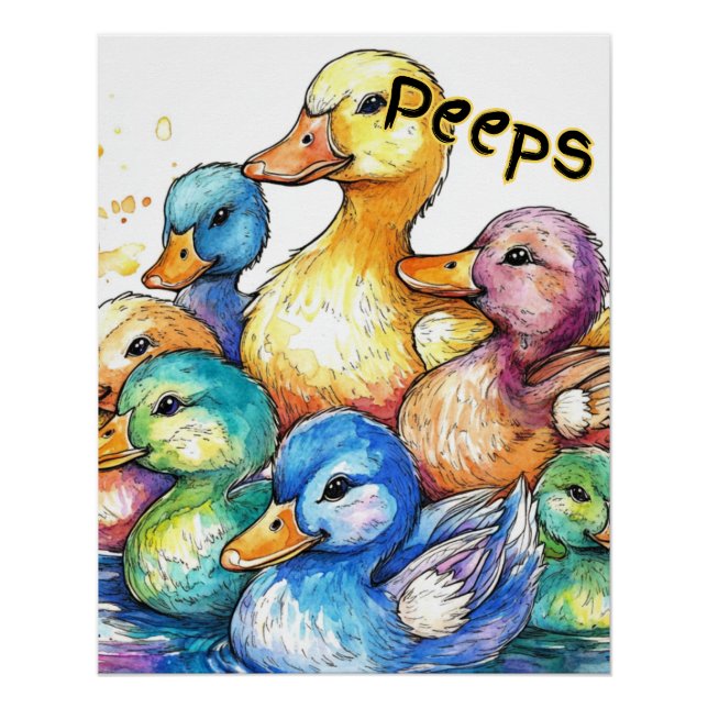 Peeps-Ducks Watercolor Poster for kids (Front)